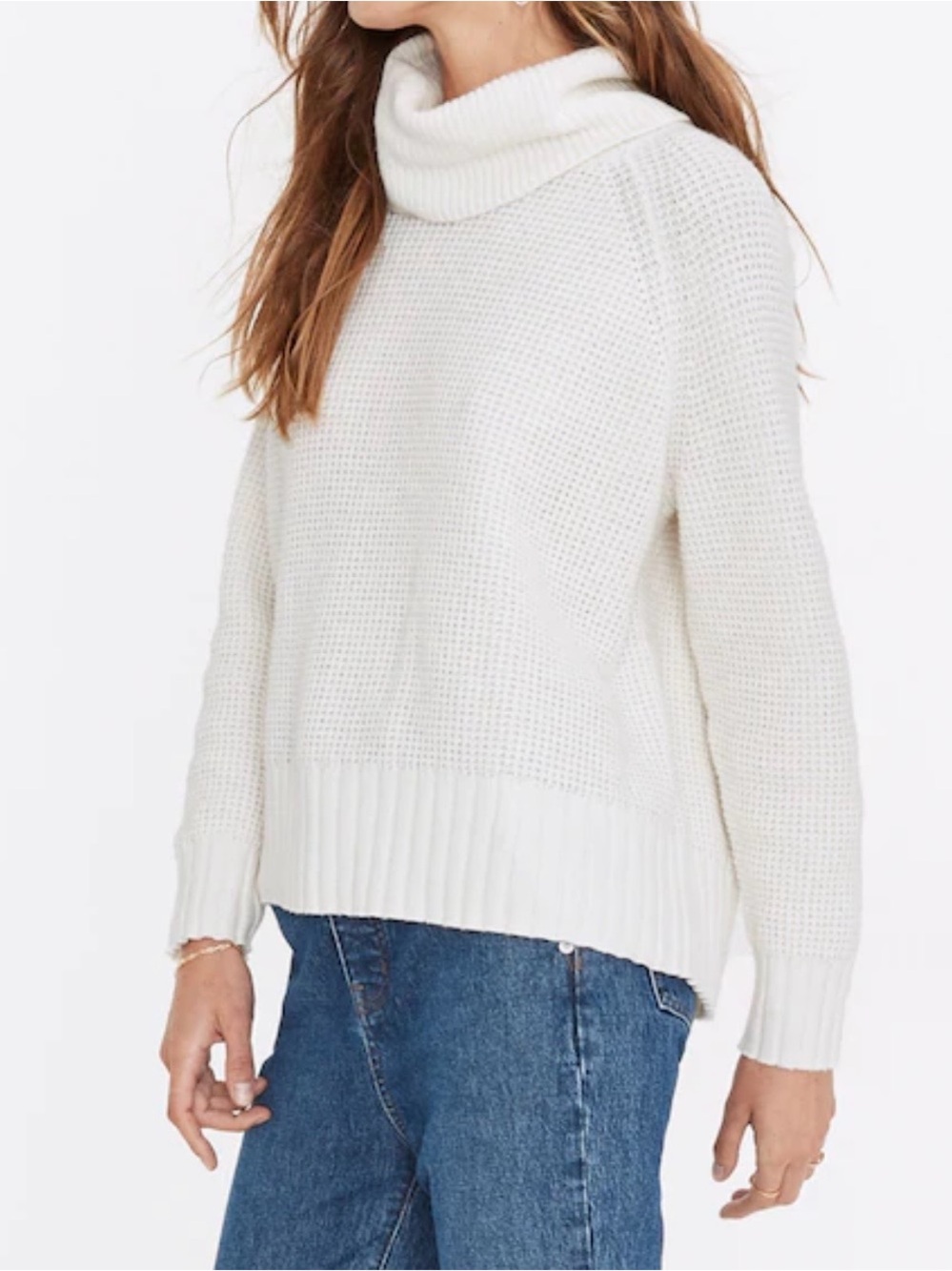 Madewell Cream Eastbrook Turtleneck Cross-Back Sweater
